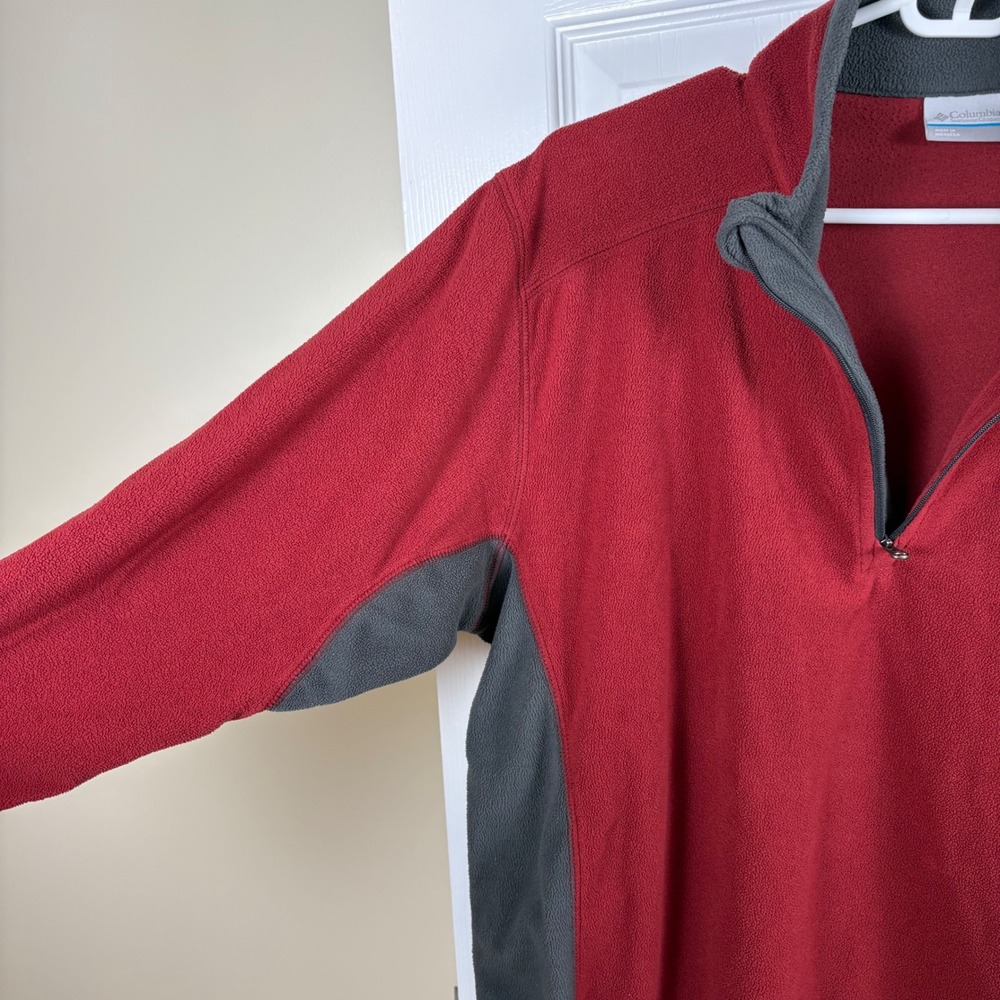 Columbia Fleece Pullover Men's L Red 1/4 Zip Gorpcore Outdoor Hiking Lightweight - Picture 5 of 6
